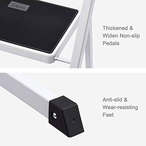 Delxo 2 Step Stool,2 Step Folding Step Stool with Handgrip, Lightweight But Heavy Duty 2 Step Ladder Multi-Use for Household, Kitchen and Office Portable 2 Step Steel Ladder 330lbs White (2 Feet) - delxousa