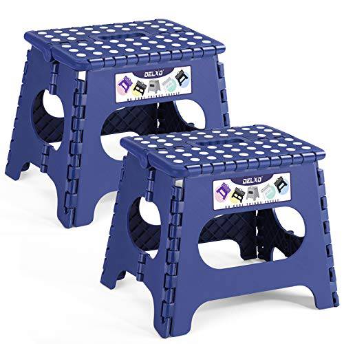 Delxo 11” Folding Step Stool in Royal Blue,2 Pack Premium Heavy Duty Foldable Stool for Kids,Portable Collapsible Plastic Step Stool,Non Slip Folding Stools for Kitchen Bathroom Bedroom - delxousa