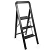Delxo Aluminum 3 Step Ladder,Lightweight But Heavy Duty Folding Step Stool with Long Handle, Anti-Slip Sturdy Pedal, Stylish Black Folding Step Ladder, Hold Up to 330LB - delxousa