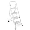 Delxo Folding 4 Step Ladder with Convenient Handgrip Anti-Slip Sturdy and Wide Pedal 330lbs Portable Steel Step Stool White 4-Feet - delxousa