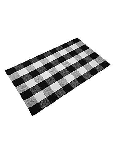 Buffalo Plaid Rug Layered Doormat Checkerboard Rug Black and White Rug  Floor Mat Farmhouse Rug Outdoor Welcome Mat Porch Mat 