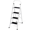 Delxo Folding 4 Step Ladder with Convenient Handgrip Anti-Slip Sturdy and Wide Pedal 330lbs Portable Steel Step Stool White and Black 4-Feet - delxousa