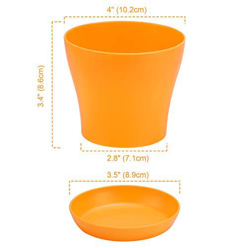 Delxo 8 Pcs 4" Plastic Plants Nursery Pots Reusable Plant Seeding Nursery Pot ，Colorful Flower Plant Container Seed Starting Pots with Pallet,8 Colors - delxousa