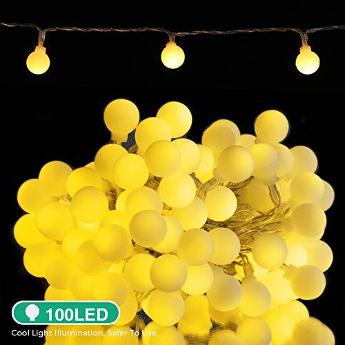 DELXO Globe String Lights with Remote, 50 LED Fairy Lights for Bedroom, Room Twinkle Lights, 8 Modes, Battery Power, Waterproof Decorative Lights for Outdoor Indoor Patio Christmas Party, Warm - delxousa