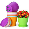Delxo 8 Pcs 7" Plastic Plants Nursery Pots Reusable Plant Seeding Nursery Pot ，Colorful Flower Plant Container Seed Starting Pots with Pallet,8 Colors - delxousa