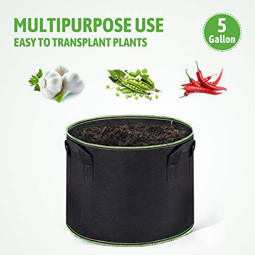 Delxo 10-Pack 5 Gallon Grow Bags Heavy Duty Aeration Fabric Pots Thickened Nonwoven Fabric Pots Plant Grow Bags with Handles - delxousa