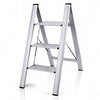 Delxo 2 in 1 Lightweight Aluminum 3 Step Ladder Stylish Invisible Connection Design Step Ladder with Anti-Slip Sturdy and Wide Pedal Ladder for Photography,Household and Painting 330lbs 3-Feet - delxousa