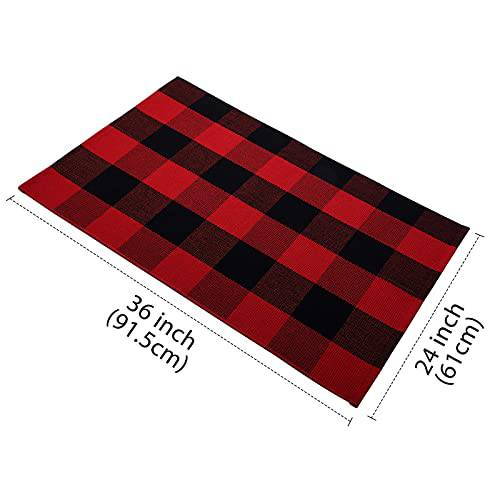 Buffalo Plaid Rug Red and Black Outdoor Rugs Cotton Hand-Woven Washable  Indoor Red Buffalo Check