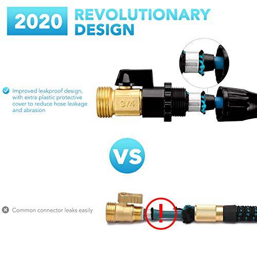 Delxo 50Ft Expandable Garden Hose,9-Function Water Hose in Blue,Heavy Duty High-Pressure Spray Nozzle, Leakproof Design 3/4” Solid Brass Fittings - delxousa