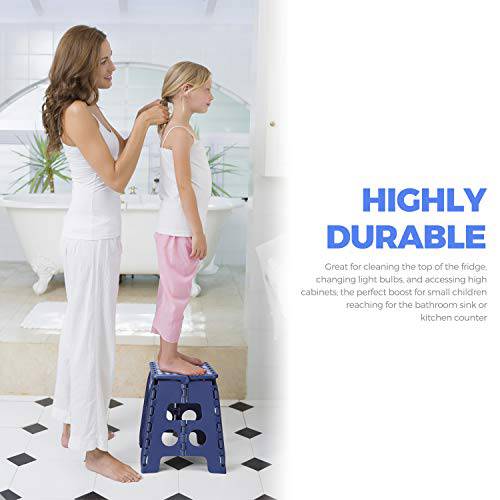 Delxo 13” Folding Step Stool in Royal Blue,2 Pack Premium Heavy Duty Foldable Stool for Kids and Adults,Portable Collapsible Plastic Step Stool,Non Slip Folding Stools for Kitchen Bathroom Bedroom - delxousa