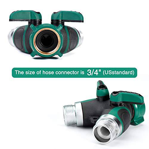 Delxo Metal Body Hose Splitter,2 Pack，2 Way Water Hose Y Hose Sturdy Connector with 3/4" Connector and Rubberized Grip for Garden and Home Life (4 Free Washers) - delxousa