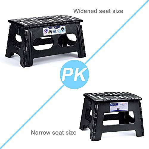 Delxo 9 Inch Folding Step Stool,1 Pack Plastic Stool in Black,Extra-Wide Kitchen Step Stool,Non Slip 2021 Strengthen Plastic Stepping Stool for Kids - delxousa