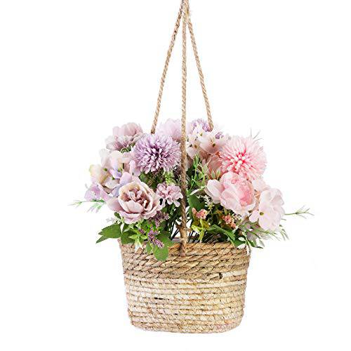 Delxo Hanging Planters Indoor and Outdoor, Natural Seagrass Hand Woven Wall Hanging Pots, Decor Hanging Basket for Plants Great for Garden Office Home Porch Balcony (8 Inch) - delxousa