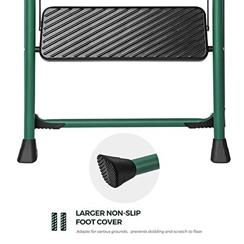 Delxo 3 Step Folding Step Ladder, Heavy Duty &Portable Step Stool for Adults with Longer Cushioned Handle & Widen Textured Steps,Hold up to 330lbs Green - delxousa