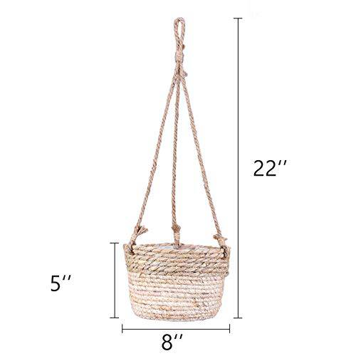 Delxo Hanging Planters Indoor and Outdoor, Natural Seagrass Hand Woven Wall Hanging Pots, Decor Hanging Basket for Plants Great for Garden Office Home Porch Balcony (8 Inch) - delxousa