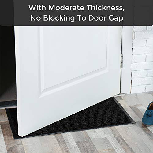 Delxo 2-Pack Striped Door Floor Mat - 18"x30", Indoor Outdoor Rug Entryway Welcome Mats with Rubber Backing for Shoe Scraper, Ideal for Inside Outside High Traffic Area (Black) - delxousa