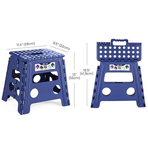 Delxo 13” Folding Step Stool in Royal Blue,2 Pack Premium Heavy Duty Foldable Stool for Kids and Adults,Portable Collapsible Plastic Step Stool,Non Slip Folding Stools for Kitchen Bathroom Bedroom - delxousa