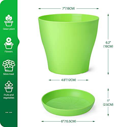 Delxo 8 Pcs 7" Plastic Plants Nursery Pots Reusable Plant Seeding Nursery Pot ，Colorful Flower Plant Container Seed Starting Pots with Pallet,8 Colors - delxousa