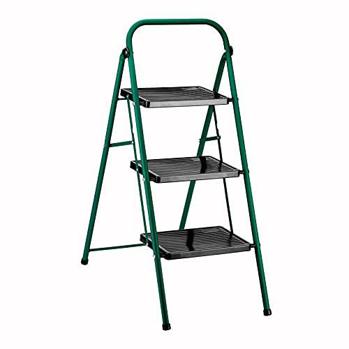 Delxo Step Ladder 3 Step Folding Step Stool with Anti-Slip Wide Pedal,Hold Up to 330lb Sturdy Steel 3 Step Stool,Lightweight Folding Step Ladder for Adults Green - delxousa