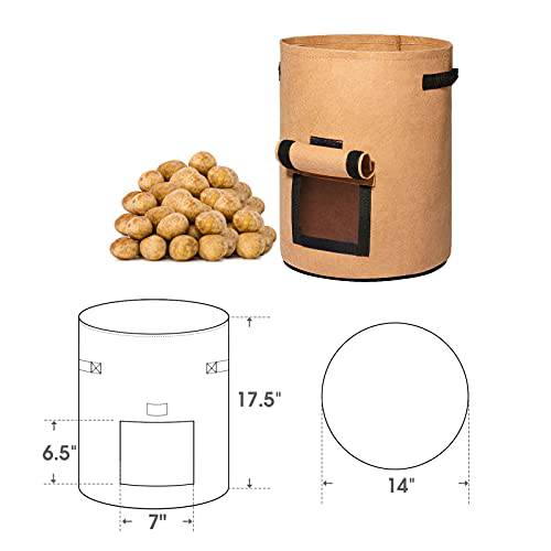 Delxo Potato Grow Bag,3-Pack 7 Gallon Grow Bags Heavy Duty Aeration Fabric Pots Thickened Nonwoven Fabric Pots Plant Grow Bags in Brown - delxousa