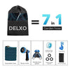 Delxo 100Ft Expandable Garden Hose Kit Include 7, Flexible Water Hose with 9-Function High-Pressure Metal Spray Nozzle, Leakproof Design 3/4”Solid Brass Fittings Lightweight But Heavy Duty Hose Blue - delxousa