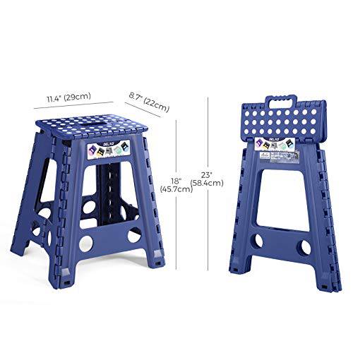 Delxo 18” Folding Step Stool in Royal Blue,1 Pack Premium Heavy Duty Foldable Stool for Adults,Portable Collapsible Plastic Step Stool,Non Slip Folding Stools for Kitchen Bathroom Bedroom - delxousa