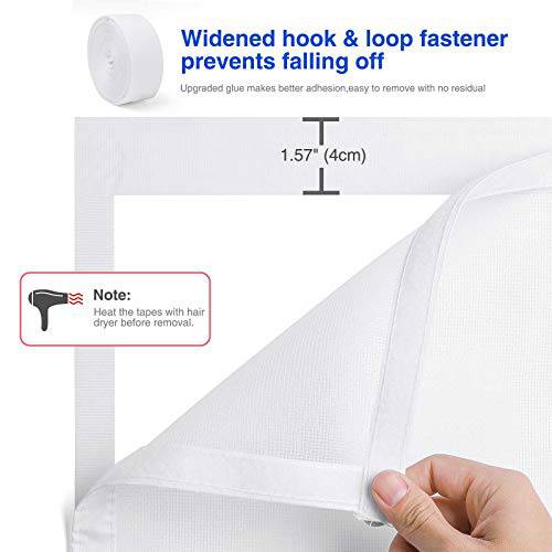 Delxo Fiberglass Screen Door , 32pcs Magnetic Seal,39"W x 82"H Magnetic Door Screen with Full Frame Hook & Loop Durable Curtain Door Net Screen with Magnet White - delxousa