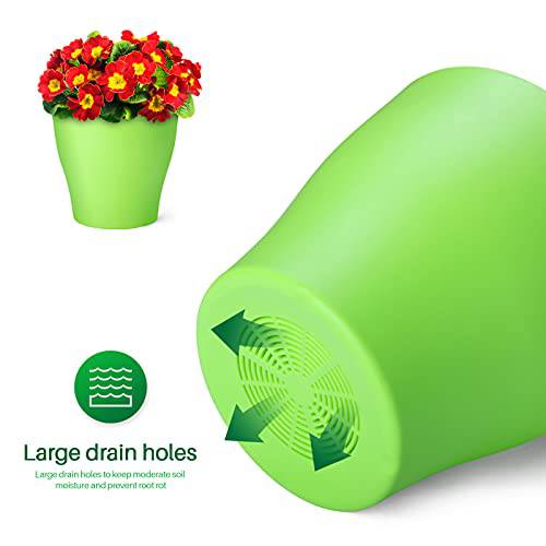 Delxo 8 Pcs 7" Plastic Plants Nursery Pots Reusable Plant Seeding Nursery Pot ，Colorful Flower Plant Container Seed Starting Pots with Pallet,8 Colors - delxousa