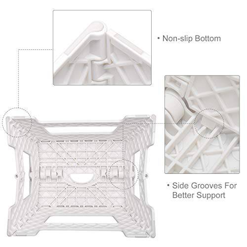Delxo 16PCS Steel Nail Reinforced Plastic Folding Stool,9 Inch Non Slip Foldable Step Stool Holds up to 300 lbs 1 Pack in White for Kids - delxousa