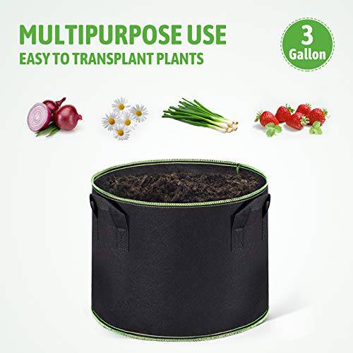 Delxo 10-Pack 3 Gallon Grow Bags Heavy Duty Aeration Fabric Pots Thickened Nonwoven Fabric Pots Plant Grow Bags with Handles - delxousa