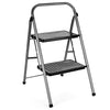 Delxo Folding Step Stool- 2 Step Ladder with Anti-Slip Pedal, Hold Up to 330LBS Lightweight and Multi-Use for Household and Kitchen Small 2 Step Stool Steel Grey - delxousa