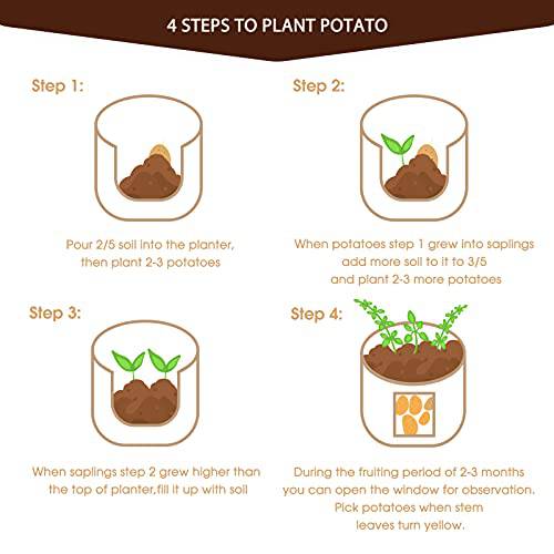 Delxo 3 Pack 10 Gallon Potato Grow Bags,Vegetable 10Gallons Grow Bags with Velcro Window , Double Layer Premium Breathable Nonwoven Cloth for Potato/Plant Container/Aeration Fabric Pots with Handles - delxousa