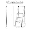 Delxo Aluminum 3 Step Ladder,Lightweight But Heavy Duty Folding Step Stool with Long Handle, Anti-Slip Sturdy Pedal, Stylish Silver Folding Step Ladder, Hold Up to 330LB - delxousa