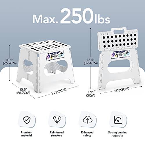 Delxo 11” Folding Step Stool in White,2 Pack Premium Heavy Duty Foldable Stool for Kids,Portable Collapsible Plastic Step Stool,Non Slip Folding Stools for Kitchen Bathroom Bedroom - delxousa