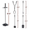 Syntrific 5 Pieces 32inch Fireplace Tool Set Black Cast Iron Fire Place Tool Set with Log Holder Fire Pit Stand Rustic Tongs Shovel Antique Broom Chimney Poker Wood Stove Hearth Accessories Set - delxousa