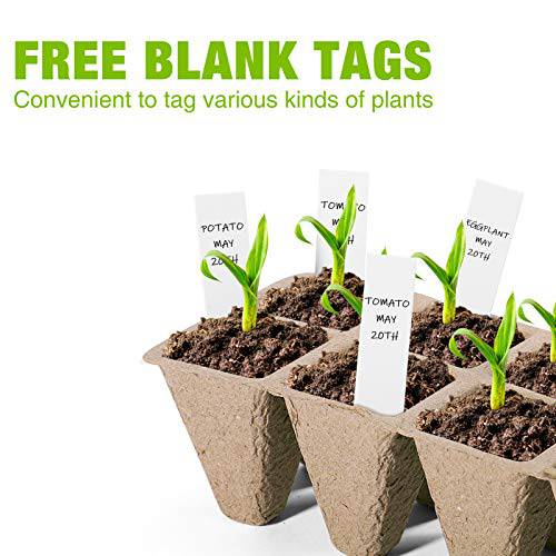 Delxo 15 Pack Peat Pots Seed Starter Trays Pods Seedling Plant Starter Tray (150 Cells) Organic Germination Seedling Trays Biodegradable, 20 Plastic Plant Labels Included - delxousa