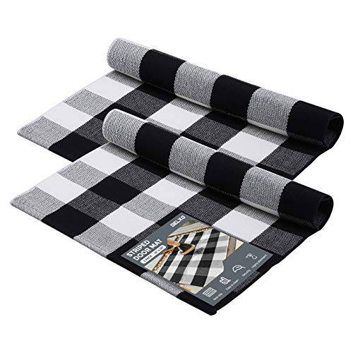 Black and White Striped Outdoor Rug Front Porch Rug 27.5x43