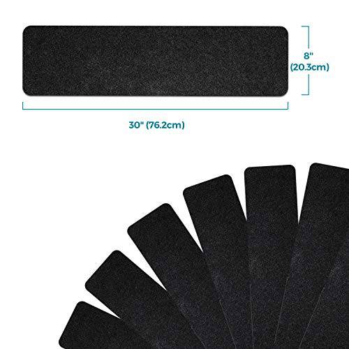 Delxo 8"x30" Stair Treads Non-Slip Carpet 7-Pack Anti-Slip Stair Runner for Wooden Steps, Kids, Elders, and Dogs,Pre Applied Adhesive (Black) - delxousa
