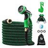 Delxo 75Ft Expandable Garden Hose, Flexible 9-Function Water Hose with Heavy Duty High-Pressure Spray Nozzle, Leakproof Design 3/4” Solid Brass Fittings Black and Green - delxousa