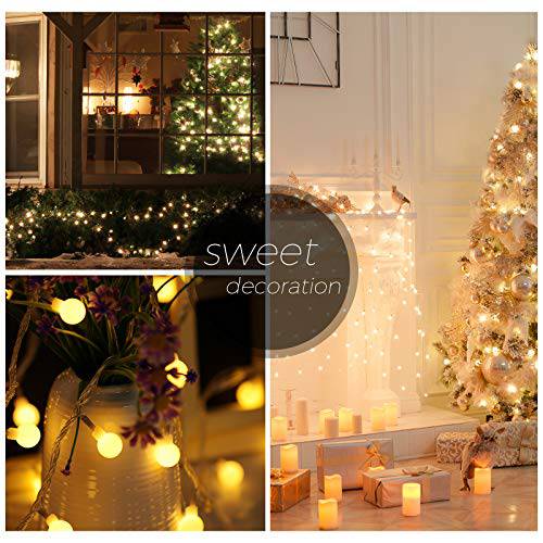 DELXO Globe String Lights with Remote, 50 LED Fairy Lights for Bedroom, Room Twinkle Lights, 8 Modes, Battery Power, Waterproof Decorative Lights for Outdoor Indoor Patio Christmas Party, Warm - delxousa