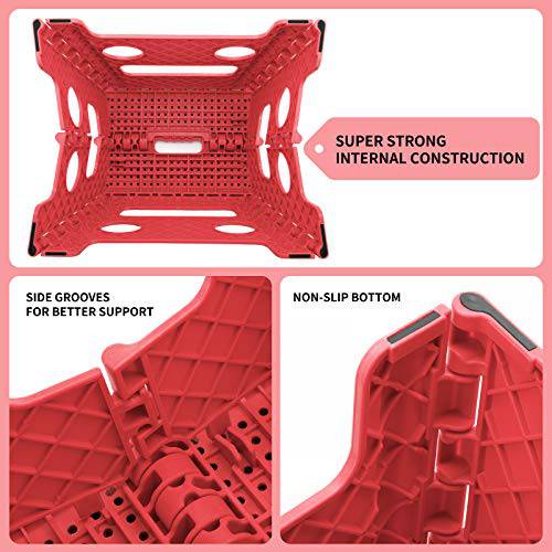 Delxo Folding Step Stool,Non-Slip Stool 13 inch Height Premium Heavy Duty Foldable Stool for Kids and Adults,Kitchen Garden Bathroom Stepping Stool 1 Pack in Red,2021 Upgrade Dotted Texture - delxousa