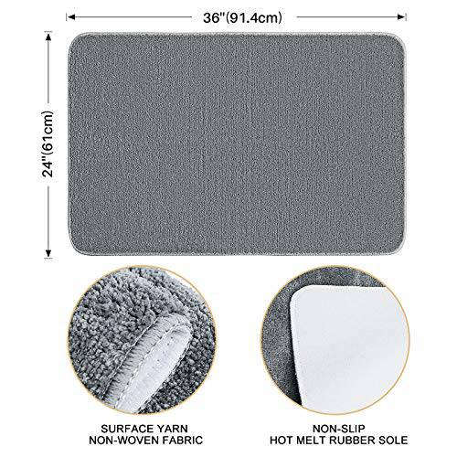 Delxo 24 x 36 Grey Door Mat, Absorbs Mud & Water Entryway Rug, No