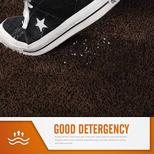 Delxo 2020 Upgrade Doormat Super Absorbent Mud Doormat 18x30 Inch No Lint Shedding Durable Anti-Slip Rubber Back Low-Profile Entrance Large Cotton Shoe Scraper Pet Mat Machine Washable (Dark Brown) - delxousa