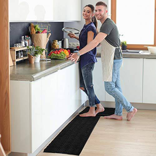 Delxo Kitchen Mats Set 2 Pieces Super Absorbent Microfiber Kitchen Rugs  Machine Washable Non Slip Kitchen Floor Mat for