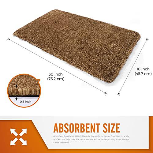 Delxo Doormat Super Absorbent Mud Doormat 18x30 Inch 2020 Upgrade No Lint Shedding Durable Anti-Slip Rubber Back Low-Profile Entrance Large Cotton Shoe Scraper Pet Mat Machine Washable (Beige) - delxousa