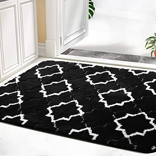 Delxo Indoor Door Mat,32"X48" Mud&Water Absorbent Doormat ,Quatrefoil Pattern Lager Rugs for Entryway, Back Door,Kitchen, Bathroom,Entrance,Machine Washable Doormat Black - delxousa