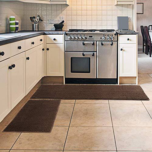 Delxo Kitchen Mats Set 2 Pieces Super Absorbent Microfiber Kitchen Rugs  Machine Washable Non Slip Kitchen Floor Mat for