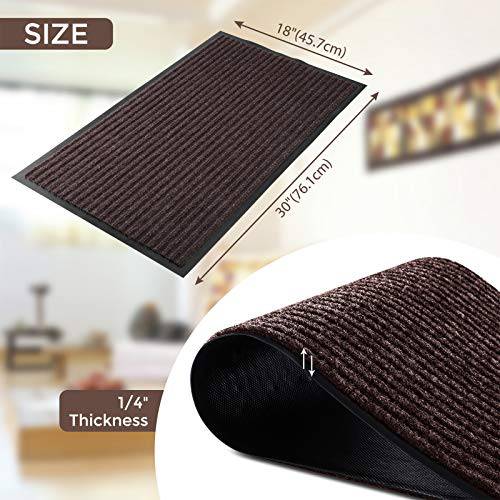 Delxo 2-Pack Striped Door Floor Mat - 18"x30", Indoor Outdoor Rug Entryway Welcome Mats with Rubber Backing for Shoe Scraper, Ideal for Inside Outside High Traffic Area (Brown) - delxousa