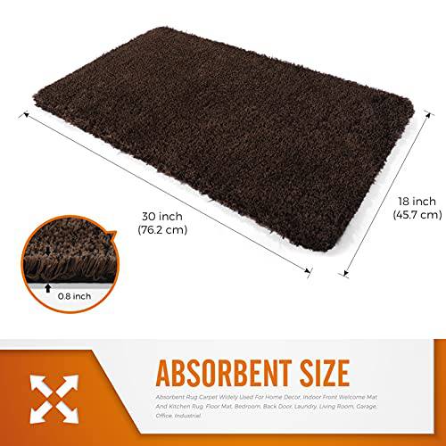 Delxo 2020 Upgrade Doormat Super Absorbent Mud Doormat 18x30 Inch No Lint Shedding Durable Anti-Slip Rubber Back Low-Profile Entrance Large Cotton Shoe Scraper Pet Mat Machine Washable (Dark Brown) - delxousa