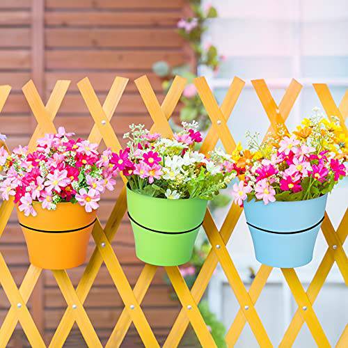 Delxo 8 Pcs 7" Plastic Plants Nursery Pots Reusable Plant Seeding Nursery Pot ，Colorful Flower Plant Container Seed Starting Pots with Pallet,8 Colors - delxousa
